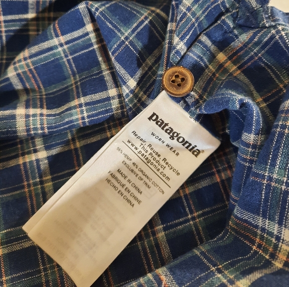Patagonia Back Step Hemp Organic Cotton Plaid Short Sleeve Shirt - Picture 7 of 7